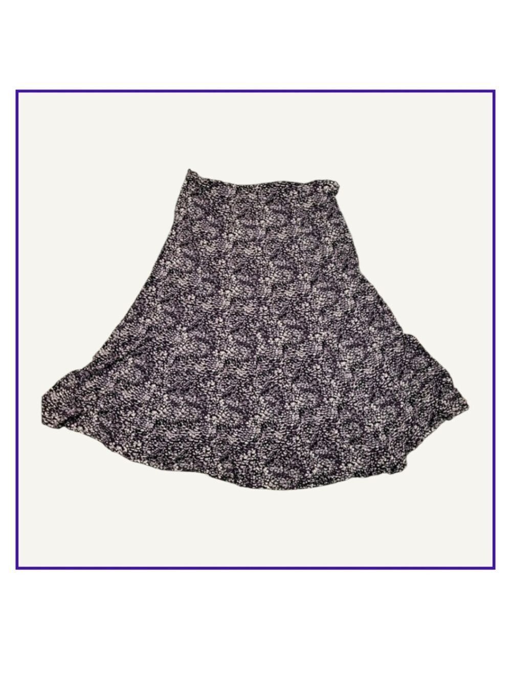 East 5th Black, Purple, and White A-Line Skirt Size L
